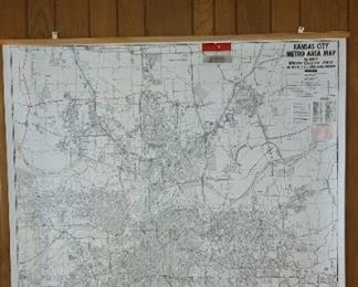 Very Large! 1982 Kansas City Metro Area Wall Map