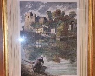 Artist Lucien Penat (1873-1955) "Washing at the River" signed print