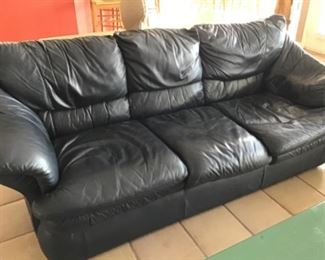 Black or blue leather sofa