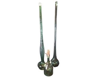 60/70's Handblown, Fish Italian Chianti Bottles.  Tallest 45".