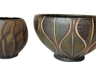 2 Signed Porcelain Pots