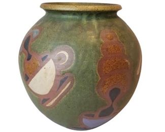 Stoneware Pot with Teacup Design