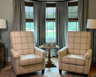 Bassett Press Back Recliners in Plaid