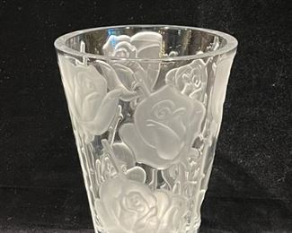 Large Crystal Vase Frosted Rose