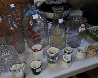 vintage/collectible milk bottles and servers
