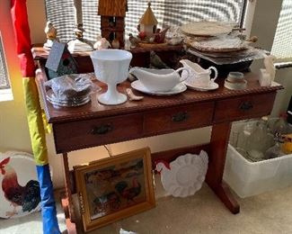 Cute desk and knick knacks galore!