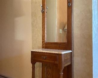 Hall tree with marble top. 