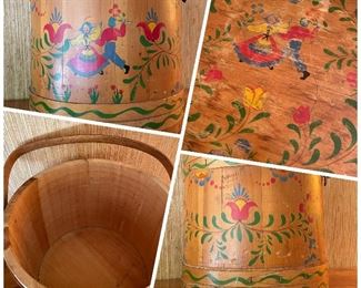 Pennsylvania Dutch large wooden bucket. 