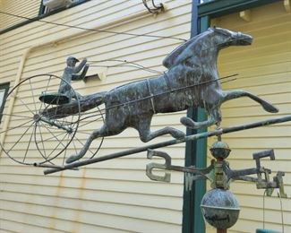 Rare Antique Horse & Sulky Copper Weathervane