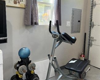 Fitness Equipment, Dumbbells and Rack. AB Rocker