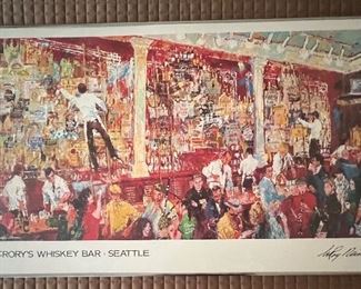 Framed Leroy Neiman Print "F.X. MCRORY'S Whiskey Bar- Seattle 