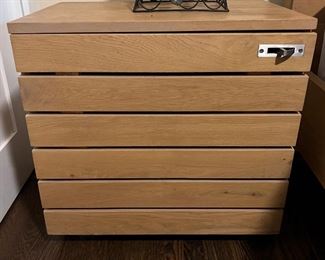 Elan - Oak by Crate and Barrel,  Bedside Chest, Solid Wood Slats, Metal Hardware