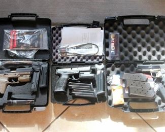 Sig Sauer P250-22, Kimber Pro Carry II .45, Heckler & Koch 9mm