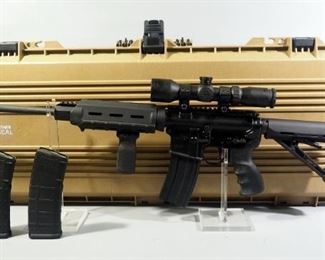 DPMS A-15 5.56/.223 Cal Rifle SN# FFH008121, With Osprey Red/Green Crosshair Scope, 3 Total Mags And Adjustable Stock, In All Weather Tactical Case
