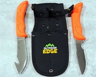 Outdoor Edge WildPair Fixed Blade Knives, Includes Field Skin And Field Cape Knives In Single Nylon Holster
