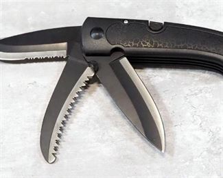 Oversize Folding Knife With 5" Blade, Saw Blade, And Gut Hook Blade
