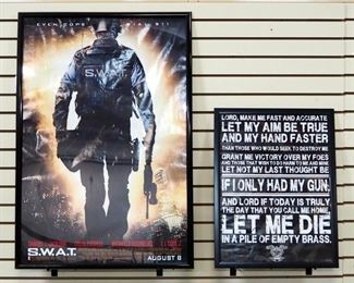 Let Me Die In A Pile Of Empty Brass Prayer Poster And S.W.A.T. Movie Poster, Both Framed
