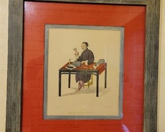 Original Watercolor in Red Silk Mat. From The Dayton Company.