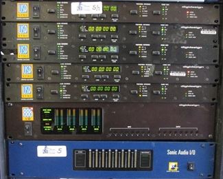 LOT OF 7 ELECTRONICS INCLUDING DIGI DESIGN SYNC UNIVERSAL SLAVE DRIVERS, I/O 888, SONIC SOLUTIONS SONIC AUDIO I/O