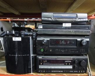 LOT OF 5 ELECTRONICS INCLUDING SONY PLAYSTATION 3, PANASONIC VHS PV-9450, TOSHIBA VHS DVR-620, DENON AVR-890, TEAC AG-V8060
