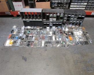 LOT OF 6 PARTS BIN WITH CONTENTS