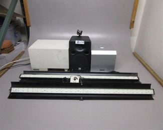 LOT OF 5 ELECTRONICS INCLUDING JBL LSR-6325P POWERED SPEAKER, ALTEC LANSING ACS-340 SUB, DELL SUB, LED LIGHT PANELS