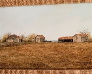 Small hyper-realistic West Texas landscape oil on board signed Michael Schroeder  12" x 7"