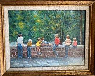 Charming  oil on canvas by Austin artist  J. Sadler, measures 10" x 12"