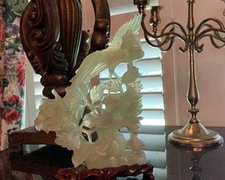 Chinese jade carving on stand