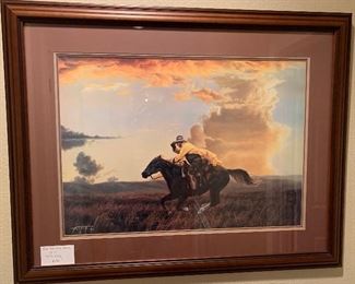 Nicely framed  "Just For the Heck Of It" print by A. Tim Cox, Cowboy Artists of America