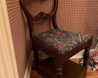 Lovely carved balloon back chair, silverchest