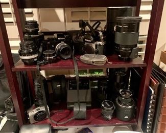 Vintage Nikon cameras and accessories, minty 