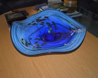 Large Art Glass Blown Bowl 