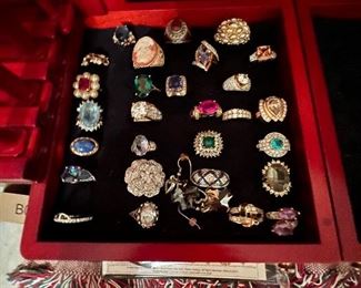 Ladies Sterling Silver & Costume Jewelry Rings