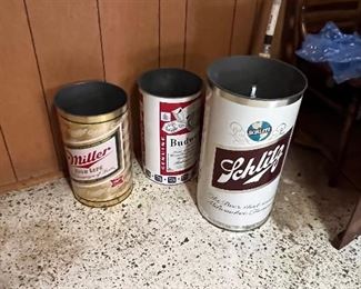 Schlitz Budweiser & Miller Beer Advertising Bottles and Garbage cans