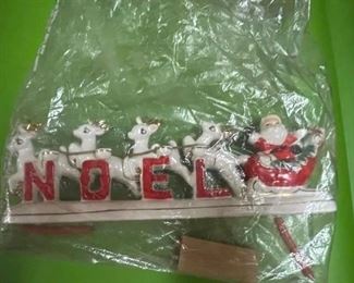 Vintage Noel with Santa & Sleigh Candle Holder