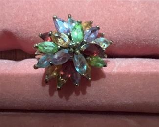 Sterling multi colored stone ring size 10