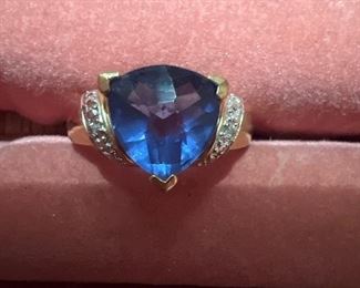 Sterling Silver & Blue Stone size 10