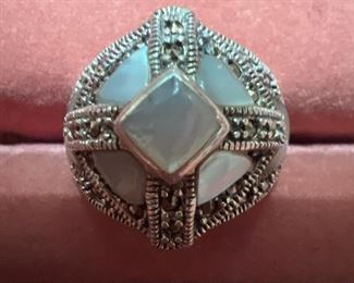 Sterling Silver and Mother of Pearl Ring size 10