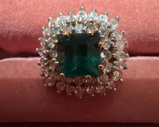 Sterling Silver ad green stone Ring size 10