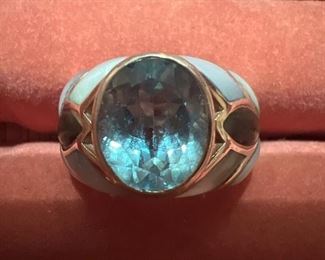 Sterling Silver Ring with Turquoise colored Stone size 10