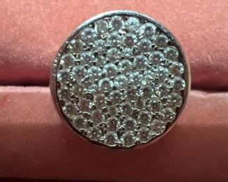 Sterling Silver Ring with Crystals size 10