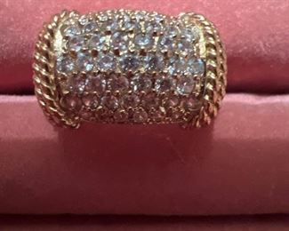 Sterling Silver Ring With clear stones size 10