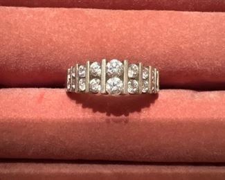 Sterling Silver Ring with clear Stones size 10