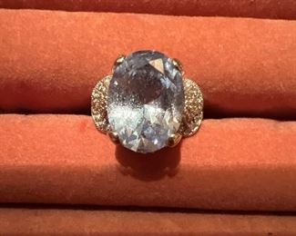 Sterling Silver Ring with Clear Stones size 10