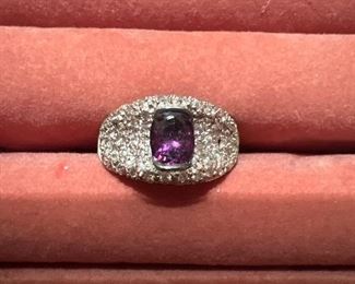 Sterling Silver Ring with amethyst Colored Stone size 10