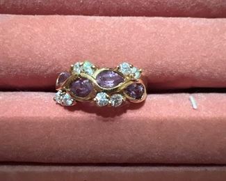 Sterling Silver Ring with multi colored stones size 10