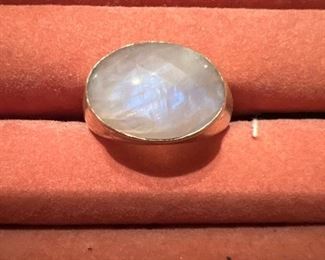 Sterling Silver ring with white stone size 10