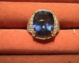 Sterling Silver Ring with blue stone size 10