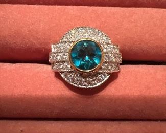 Sterling Silver Ring with   green stone size 10